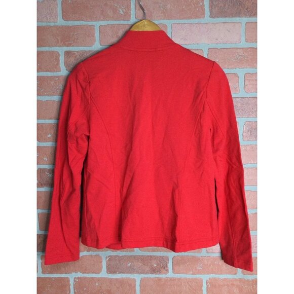 Tommy Hilfiger Womens Band Jacket Red Button-Trim Open Front Cardigan Blazer - Picture 4 of 6